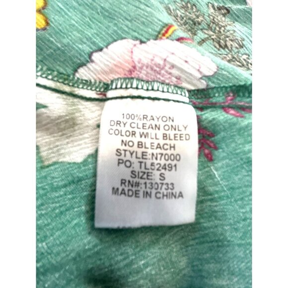 Umgee Womens Dress Green Floral Hi Lo Asymmetrical Sheer Cap Sleeves Round Neck - Picture 5 of 6